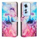 For OPPO Reno11 F Global Painted Marble Pattern Leather Phone Case(Pink Purple) - 1