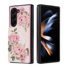 For Samsung Galaxy Z Fold5 Printed Double Buckle RFID Anti-theft Phone Case(Rose) - 1