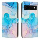 For Google Pixel 8A Painted Marble Pattern Leather Phone Case(Pink Green) - 1