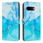 For Google Pixel 9A Painted Marble Pattern Leather Phone Case(Blue Green) - 1