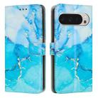 For Google Pixel 9 Pro XL Painted Marble Pattern Leather Phone Case(Blue Green) - 1