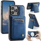 For iPhone 15 Pro Max AutSpace A12 MagSafe Magnetic RFID Card Bag Phone Case(Blue) - 1