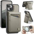 For iPhone 15 Plus AutSpace A12 MagSafe Magnetic RFID Card Bag Phone Case(Khaki) - 1