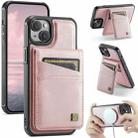 For iPhone 15 AutSpace A12 MagSafe Magnetic RFID Card Bag Phone Case(Rose Gold) - 1