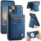 For iPhone 14 AutSpace A12 MagSafe Magnetic RFID Card Bag Phone Case(Blue) - 1