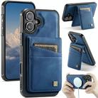 For iPhone 16 AutSpace A12 MagSafe Magnetic RFID Card Bag Phone Case(Blue) - 1
