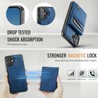 For iPhone 16 AutSpace A12 MagSafe Magnetic RFID Card Bag Phone Case(Blue) - 3