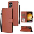 For Samsung Galaxy S25 Ultra 5G 3-Card Slots Multifunctional Leather Phone Case(Brown) - 1