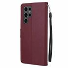 For Samsung Galaxy S25 Ultra 5G 3-Card Slots Multifunctional Leather Phone Case(Wine Red) - 3