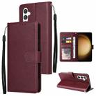 For Samsung Galaxy S25+ 5G 3-Card Slots Multifunctional Leather Phone Case(Wine Red) - 1