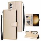 For Samsung Galaxy S25+ 5G 3-Card Slots Multifunctional Leather Phone Case(Gold) - 1