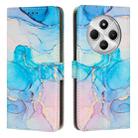 For Xiaomi Poco C75 Painted Marble Pattern Leather Phone Case(Pink Green) - 1