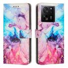 For Xiaomi 13T / 13T Pro Painted Marble Pattern Leather Phone Case(Pink Purple) - 1