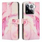 For Xiaomi 15 Pro Painted Marble Pattern Leather Phone Case(Rose Gold) - 1