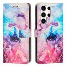 For Samsung Galaxy S24 Ultra 5G Painted Marble Pattern Leather Phone Case(Pink Purple) - 1