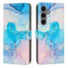 For Samsung Galaxy S24 5G Painted Marble Pattern Leather Phone Case(Pink Green) - 1