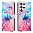 For Samsung Galaxy S25 Ultra 5G Painted Marble Pattern Leather Phone Case(Pink Purple) - 1