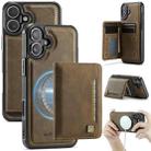 For iPhone 16 AutSpace A13 MagSafe Magnetic RFID Flip Card Bag Phone Case(Coffee) - 1