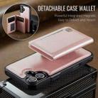 For iPhone 16 AutSpace A13 MagSafe Magnetic RFID Flip Card Bag Phone Case(Rose Gold) - 2