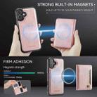 For iPhone 16 AutSpace A13 MagSafe Magnetic RFID Flip Card Bag Phone Case(Rose Gold) - 3
