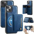 For iPhone 15 Plus AutSpace A13 MagSafe Magnetic RFID Flip Card Bag Phone Case(Blue) - 1