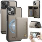 For iPhone 14 AutSpace A13 MagSafe Magnetic RFID Flip Card Bag Phone Case(Grey) - 1