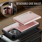 For iPhone 13 Pro Max AutSpace A13 MagSafe Magnetic RFID Flip Card Bag Phone Case(Rose Gold) - 2
