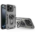 For iPhone 16 Pro Metal Rotating Bracket TPU + PC Magnetic Phone Case(Carbon Grey) - 1