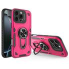 For iPhone 16 Pro Metal Rotating Bracket TPU + PC Magnetic Phone Case(Rose Red) - 1