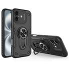 For iPhone 16 Plus Metal Rotating Bracket TPU + PC Magnetic Phone Case(Black) - 1