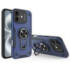 For iPhone 16 Plus Metal Rotating Bracket TPU + PC Magnetic Phone Case(Dark Blue) - 1