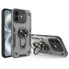 For iPhone 16 Plus Metal Rotating Bracket TPU + PC Magnetic Phone Case(Carbon Grey) - 1