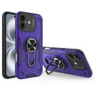 For iPhone 16 Plus Metal Rotating Bracket TPU + PC Magnetic Phone Case(Dark Purple) - 1