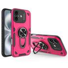 For iPhone 16 Plus Metal Rotating Bracket TPU + PC Magnetic Phone Case(Rose Red) - 1