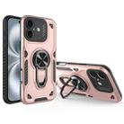 For iPhone 16 Plus Metal Rotating Bracket TPU + PC Magnetic Phone Case(Rose Gold) - 1