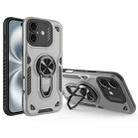 For iPhone 16 Plus Metal Rotating Bracket TPU + PC Magnetic Phone Case(Gray) - 1