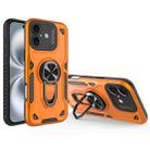 For iPhone 16 Metal Rotating Bracket TPU + PC Magnetic Phone Case(Orange) - 1