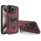 For iPhone 15 Pro Max Metal Rotating Bracket TPU + PC Magnetic Phone Case(Dark Red) - 1