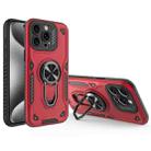 For iPhone 15 Pro Max Metal Rotating Bracket TPU + PC Magnetic Phone Case(Red) - 1