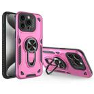 For iPhone 15 Pro Max Metal Rotating Bracket TPU + PC Magnetic Phone Case(Pink Purple) - 1