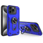 For iPhone 15 Pro Metal Rotating Bracket TPU + PC Magnetic Phone Case(Navy Blue) - 1