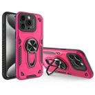 For iPhone 15 Pro Metal Rotating Bracket TPU + PC Magnetic Phone Case(Rose Red) - 1