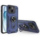 For iPhone 15 Plus Metal Rotating Bracket TPU + PC Magnetic Phone Case(Dark Blue) - 1