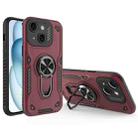 For iPhone 15 Plus Metal Rotating Bracket TPU + PC Magnetic Phone Case(Dark Red) - 1