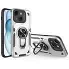 For iPhone 15 Plus Metal Rotating Bracket TPU + PC Magnetic Phone Case(White) - 1