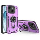 For iPhone 15 Plus Metal Rotating Bracket TPU + PC Magnetic Phone Case(Purple) - 1