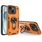 For iPhone 15 Metal Rotating Bracket TPU + PC Magnetic Phone Case(Orange) - 1