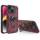 For iPhone 14 Plus Metal Rotating Bracket TPU + PC Magnetic Phone Case(Dark Red) - 1