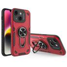 For iPhone 14 Plus Metal Rotating Bracket TPU + PC Magnetic Phone Case(Red) - 1