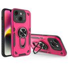 For iPhone 14 Plus Metal Rotating Bracket TPU + PC Magnetic Phone Case(Rose Red) - 1